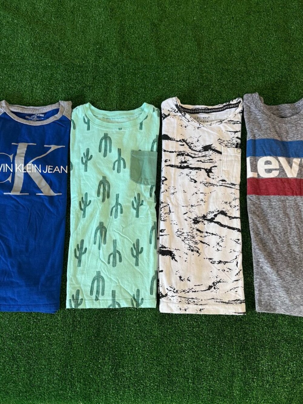 Lot of 4 Boys Size 8 Shirts Levi's Calvin Klein Jumping Beans Triumph Tragedy